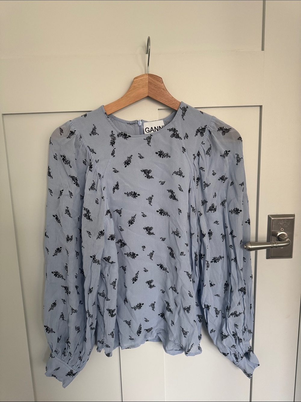 GANNI Printed Georgette Blouse